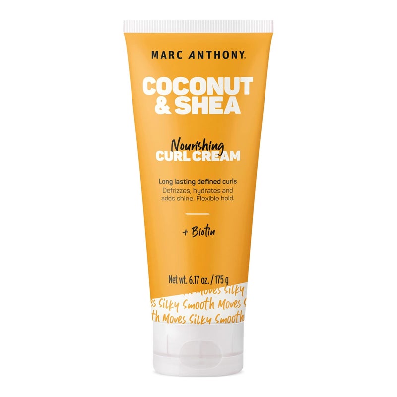 Marc Anthony Nourishing Curl Cream, Coconut Oil & Shea Butter - Anti-Frizz Biotin Detangling Cream to Enhance Curls, Defrizz, Hydrate & Adds Shine - Color Safe & Sulfate Free Styling Product - Image 1