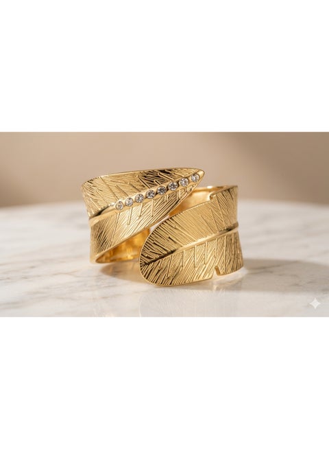 Luxury Gold Feather Cuff Bangle - Elegant Jewelry for Women