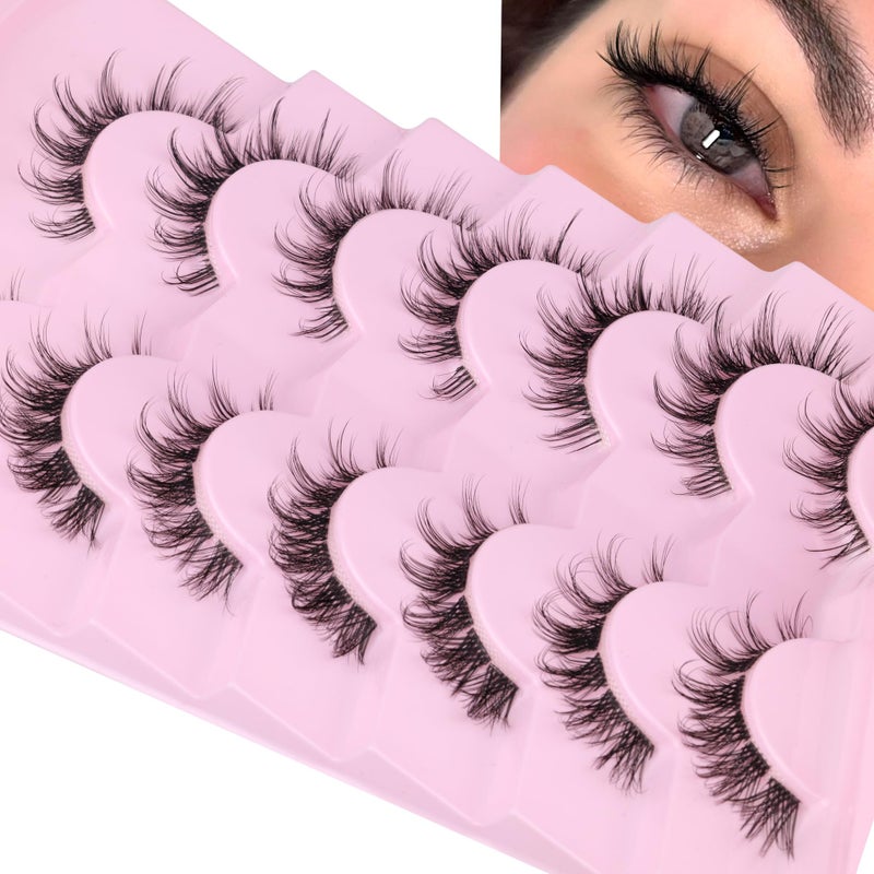 False Eyelashes Cluster Lashes 98 Wisps Mixed Lengths Natural Manga Lashes Clear Band Cat Eye DIY Anime Eyelashes Lightweight Soft Wispy Individual Japanese Eyelashes Extension by ALICE