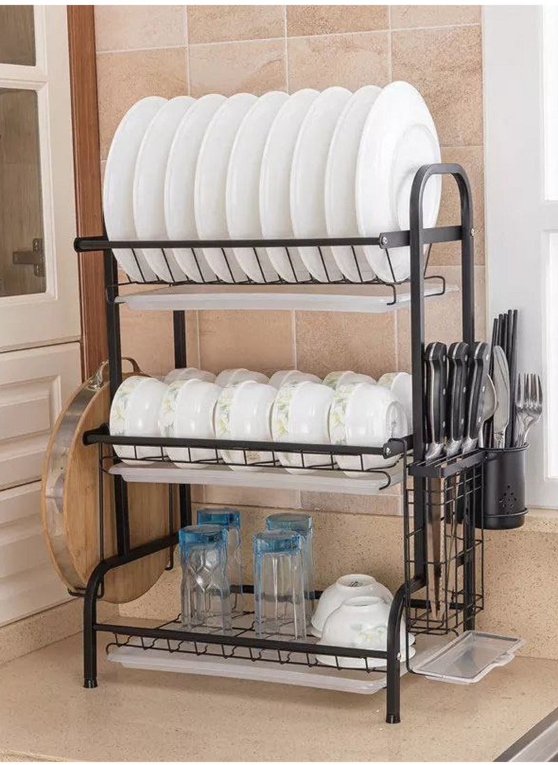 Generic Dish drainer 3 Tier Dish Drainer, Large Capacity Dish Drying Rack Dish Draining Set Utensil Holder Kitchen Organizer Kitchen shelf  - Image 1