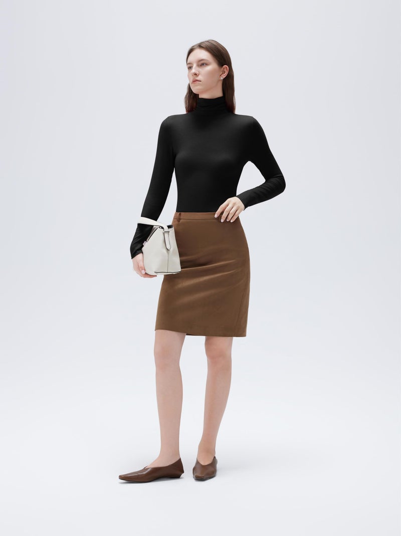 SUUKSESS Women Cashmere Turtleneck Long Sleeve Shirt Fitted Fall Basic Thermal Tops(Black, S) - Image 2