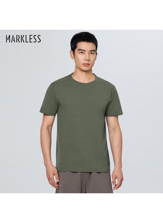 Markless Men's Summer Cotton-like Quick-dry Short-sleeve T-shirt, Breathable And Cool Top, 5657 Army Green, L - Image 1