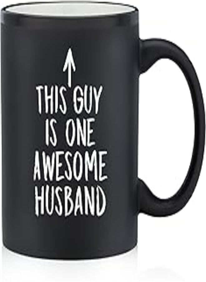 Generic One Awesome Husband Funny Coffee Mug - Anniversary & Valentine's Day Gifts for Men, Him - Best Husband Gifts from Wife, Her, Wifey -Magic Mug (Matte Black) 
