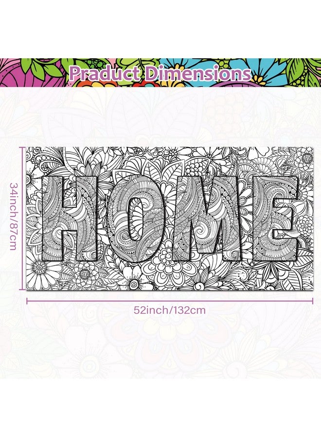 Tevxj Giant Mandala Coloring Posters 50" X 25" Jumbo Welcome Mandala Coloring Posters For Kids Teens Adults Large Mandala Coloring Tablecloth Huge Art Craft Activity For Home Classroom Party Supplies Favor - Image 2