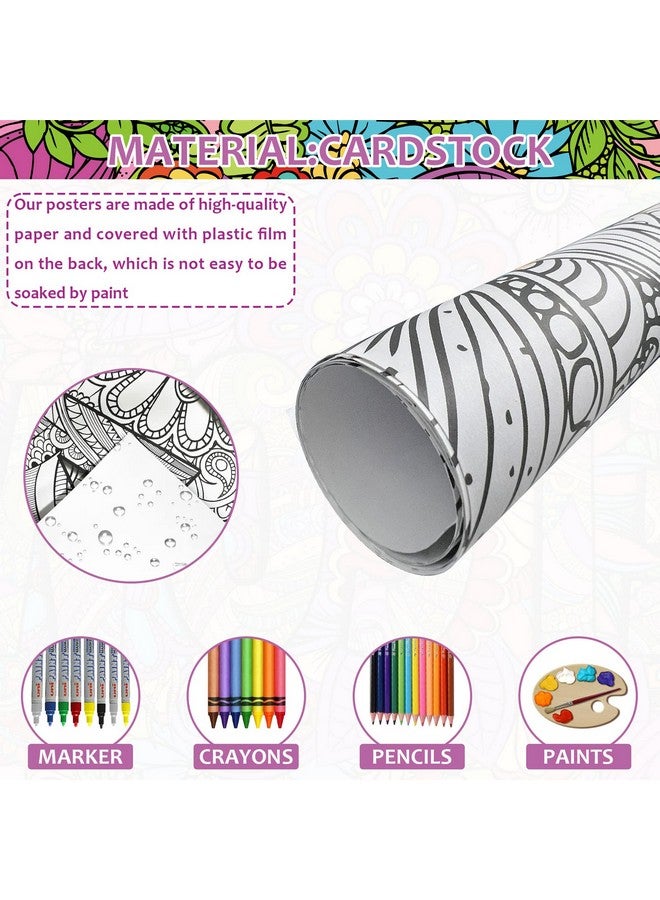 Tevxj Giant Mandala Coloring Posters 50" X 25" Jumbo Welcome Mandala Coloring Posters For Kids Teens Adults Large Mandala Coloring Tablecloth Huge Art Craft Activity For Home Classroom Party Supplies Favor - Image 3