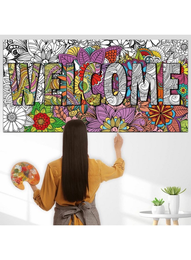 Tevxj Giant Mandala Coloring Posters 50" X 25" Jumbo Welcome Mandala Coloring Posters For Kids Teens Adults Large Mandala Coloring Tablecloth Huge Art Craft Activity For Home Classroom Party Supplies Favor - Image 5