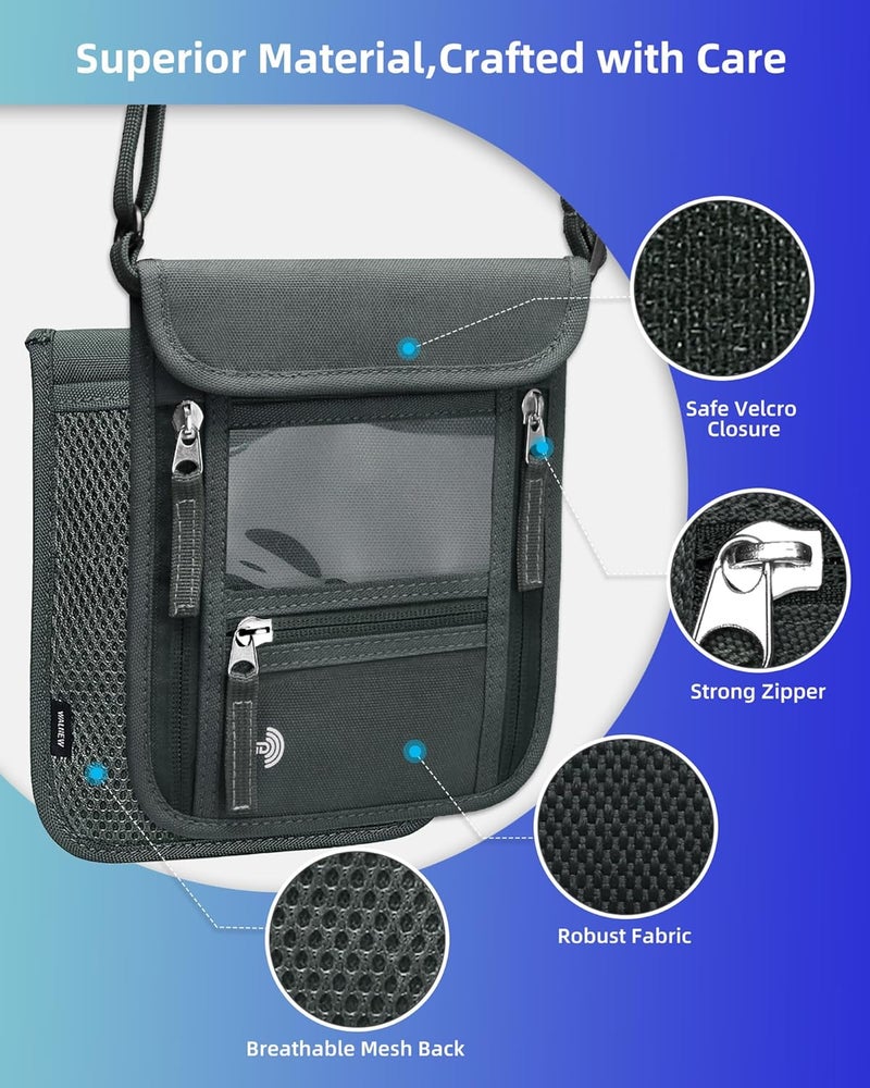 WALNEW Passport Holder Neck Pouch Travel Wallet for Women and Men, RFID Blocking Security Slim Traveling Wallet with Around Neck Lanyard Strap - Image 4