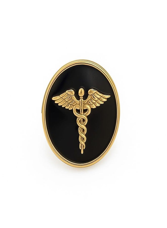Cufflinks -Doctor Symbol Formal Round Black and Gold Cuff Link and Tie Pin Set with Doctor Insignia for Men and Women & (Gift Packing Best Frind) (doctor brooch for men) - Image 1