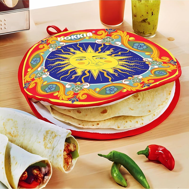 DOKKIA DOKKIA Tortilla Warmer Taco 12 Inch Insulated Cloth Pouch  Microwavable Use Fabric Bag Servers Holder to Keep Flour Burrito Warm 12 Inch Sunsburst Mandala Paisley Bohemian  - Image 5