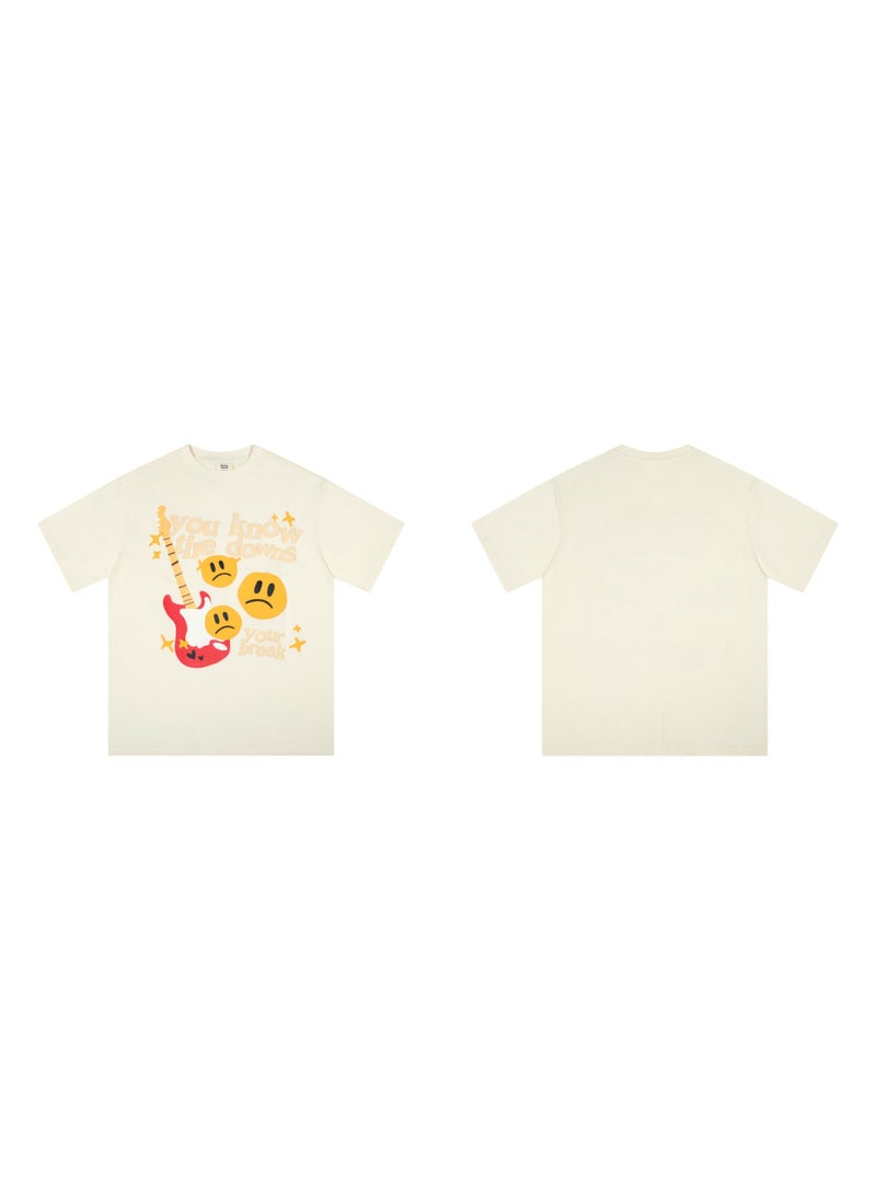 Generic - Broken Planet Cartoon Logo Cotton Tee 303 apricot - Image 1