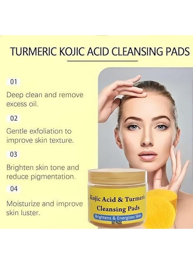 Turmeric & Kojic Acid Face Cleansing Pads for Dark Spots, Skin Brightening & Acne Prevention | Vitamin C, Retinol & Chamomile Hydrolat | For Women & Men | All Skin Type | 50 Pieces - Image 4