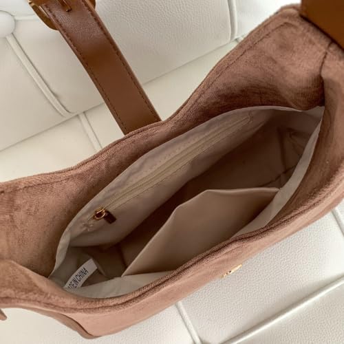 Upbull Retro Suede Shoulder Bag For Women Underarm Bag Winter Women's Hobo Bag Purse Tote Bag Commuter Handbag - Image 5