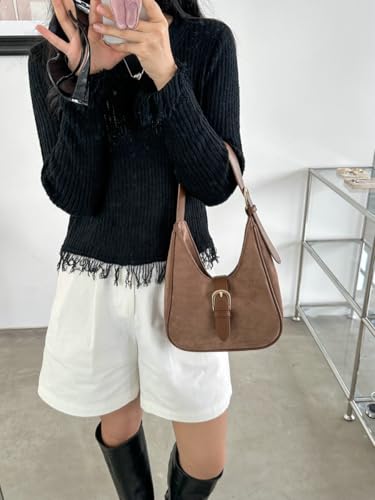 Upbull Retro Suede Shoulder Bag For Women Underarm Bag Winter Women's Hobo Bag Purse Tote Bag Commuter Handbag - Image 2