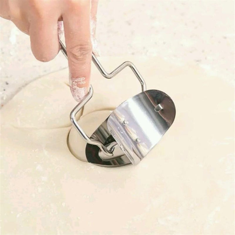 EORTA 2 Pieces Stainless Steel Pastry Rolling Cutter Circle Dough Blade Roller Dumpling Wrapper Mould Pie Ravioli Empanada Pierogi Calzone Making Tools for Home Kitchen, DIY, Gift, Dia.7 cm - Image 3