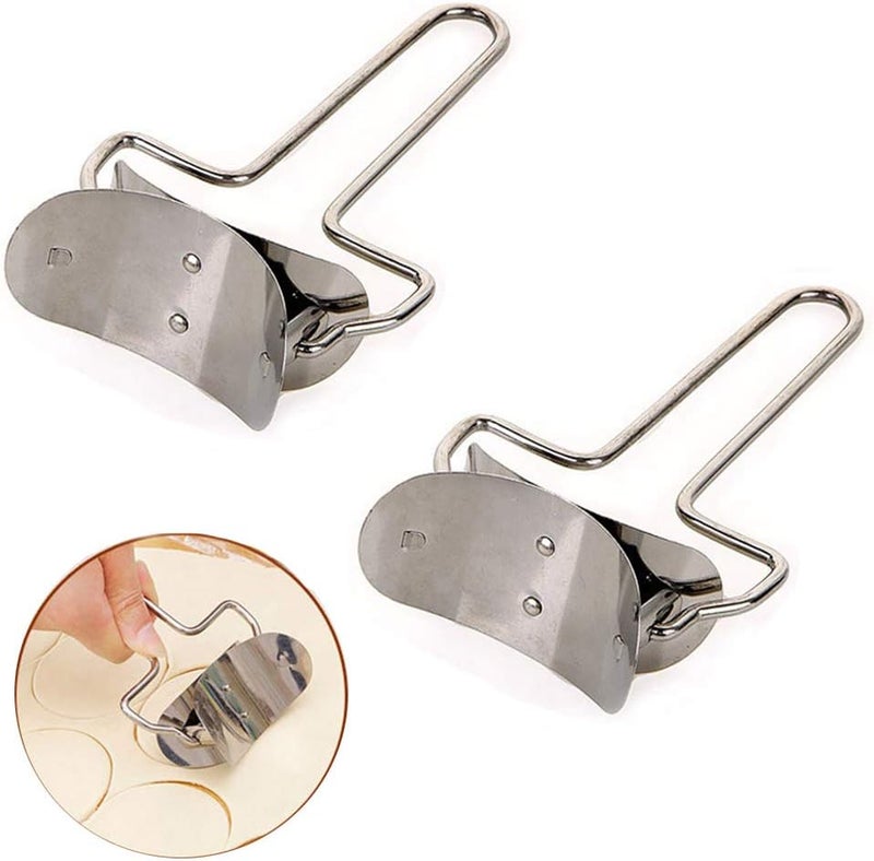 EORTA 2 Pieces Stainless Steel Pastry Rolling Cutter Circle Dough Blade Roller Dumpling Wrapper Mould Pie Ravioli Empanada Pierogi Calzone Making Tools for Home Kitchen, DIY, Gift, Dia.7 cm - Image 1