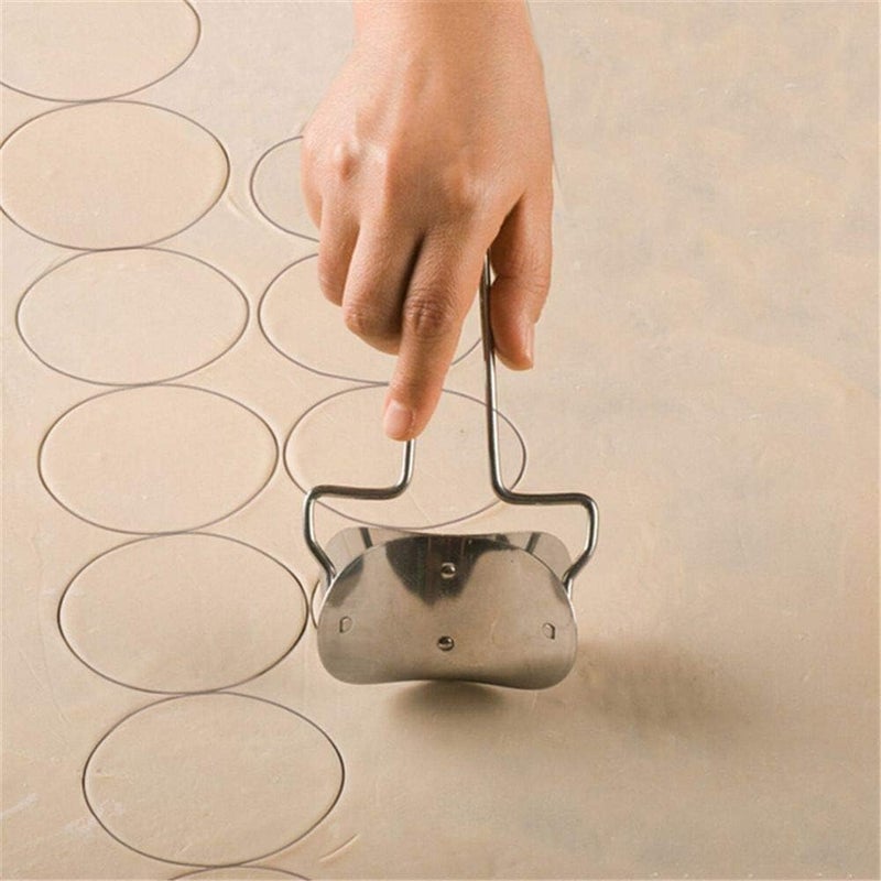 EORTA 2 Pieces Stainless Steel Pastry Rolling Cutter Circle Dough Blade Roller Dumpling Wrapper Mould Pie Ravioli Empanada Pierogi Calzone Making Tools for Home Kitchen, DIY, Gift, Dia.7 cm - Image 4