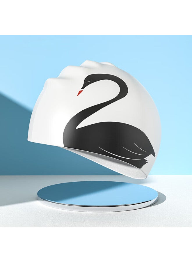Yizi Ezi20110 Swan Swimming Cap, Waterproof Ear Protection, Silicone Swim Cap For Women, Professional, Long Hair, Non-binding, Adult Swimming Cap - Image 2
