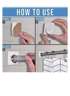 Premify Premify Adhesive Shower Curtain Rod Tension Holder, 2pcs Adhesive Wall Mounted Shower Rods Holder Drill-Free Install, Adhesive Rod Mount Retainer, No Drilling, Not Include Shower Curtain Rod  - Image 3