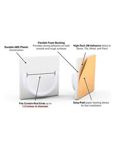 Premify Premify Adhesive Shower Curtain Rod Tension Holder, 2pcs Adhesive Wall Mounted Shower Rods Holder Drill-Free Install, Adhesive Rod Mount Retainer, No Drilling, Not Include Shower Curtain Rod  - Image 4