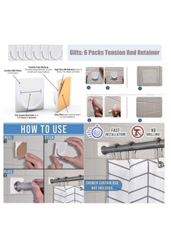 Premify Premify Adhesive Shower Curtain Rod Tension Holder, 2pcs Adhesive Wall Mounted Shower Rods Holder Drill-Free Install, Adhesive Rod Mount Retainer, No Drilling, Not Include Shower Curtain Rod  - Image 5