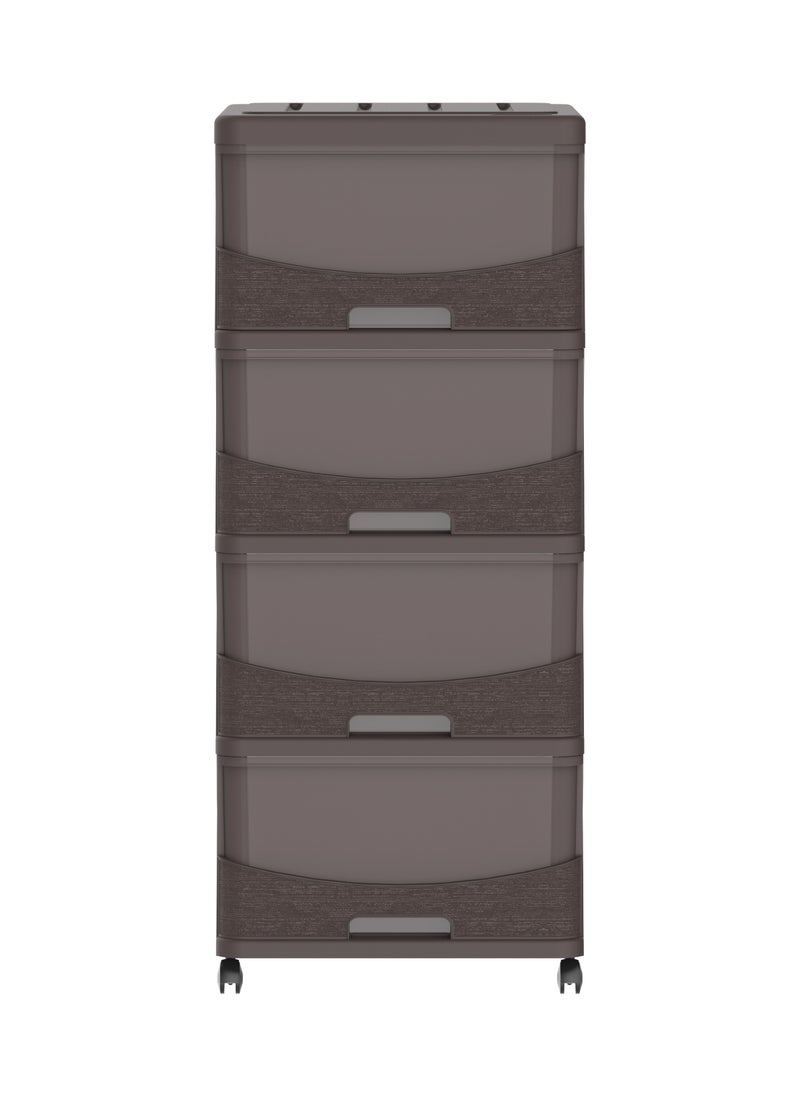 Cosmoplast 4 Tiers Cedargrain Storage Cabinet with Drawers & Wheels  - Image 2