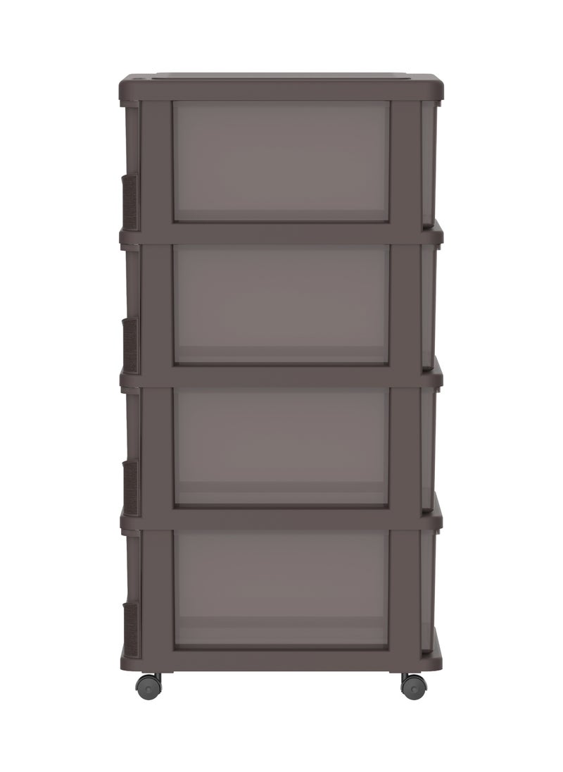 Cosmoplast 4 Tiers Cedargrain Storage Cabinet with Drawers & Wheels  - Image 4