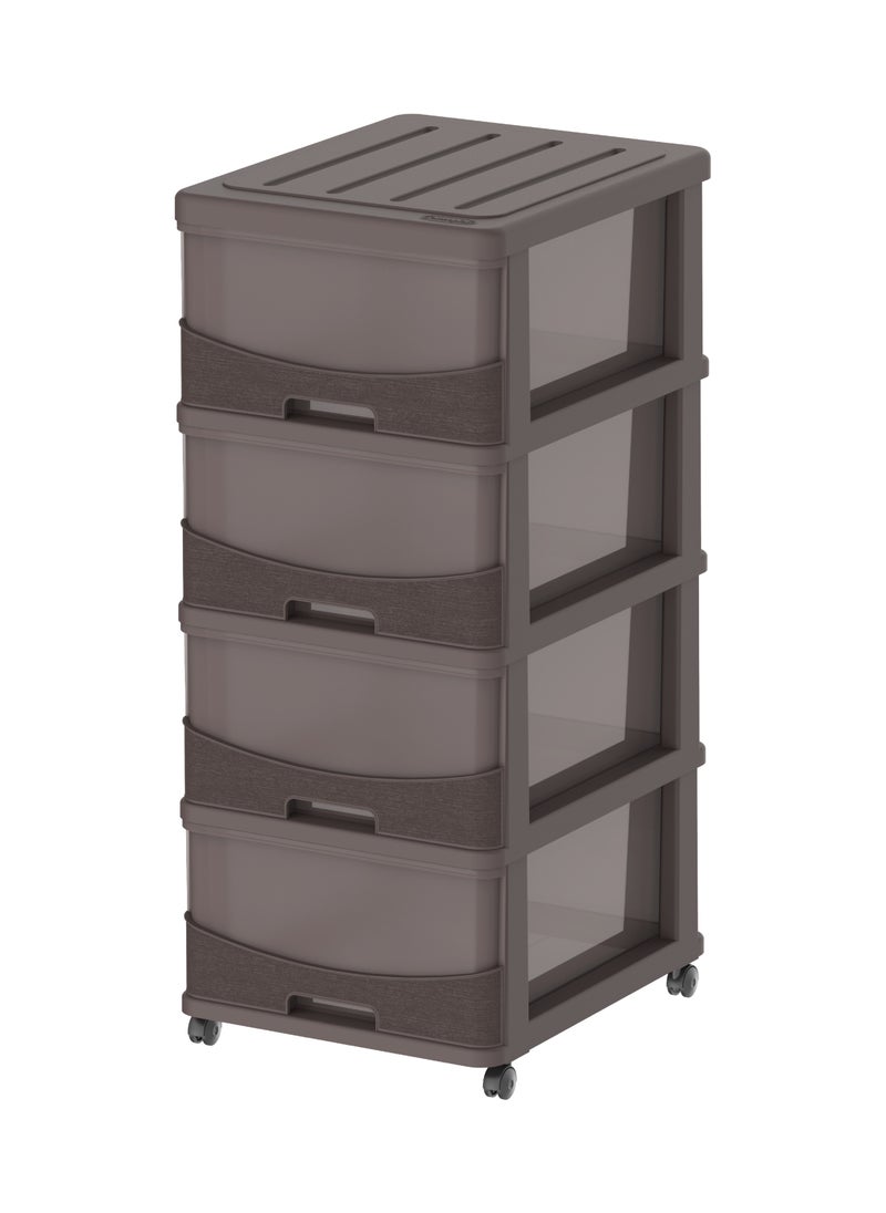 Cosmoplast 4 Tiers Cedargrain Storage Cabinet with Drawers & Wheels  - Image 1