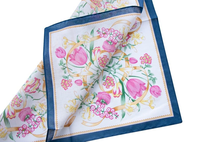 CoCoUSM Ladies Retro Style Vintage Floral Print Cotton Handkerchiefs 6PCS - Image 5