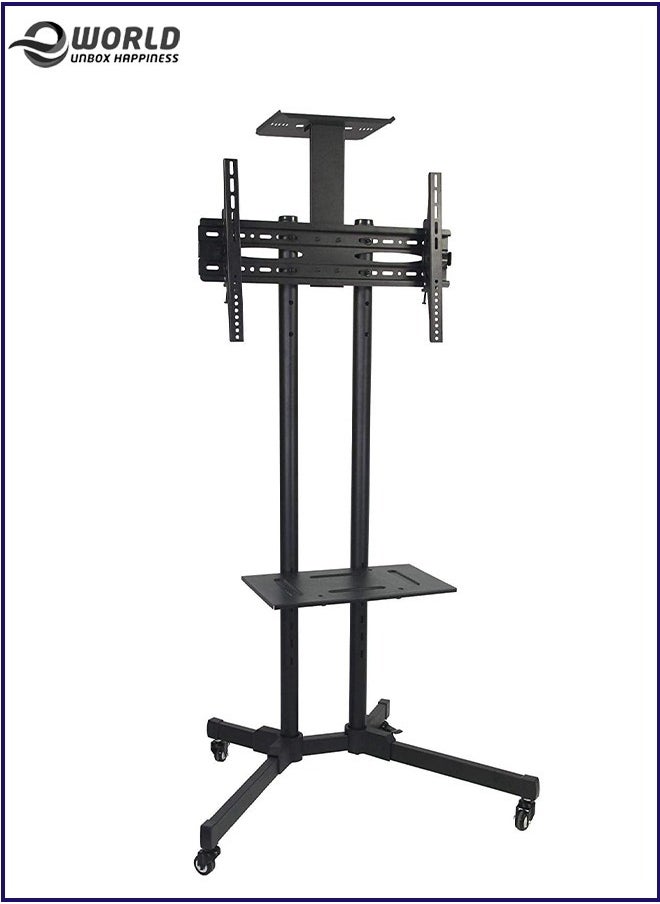 Eworld - Single Monitor Fully Adjustable Computer Desk TV Mount with Wheels Caster Articulating Stand for 32–65-inch LCD Screen 360 Swivel VESA. - Image 1