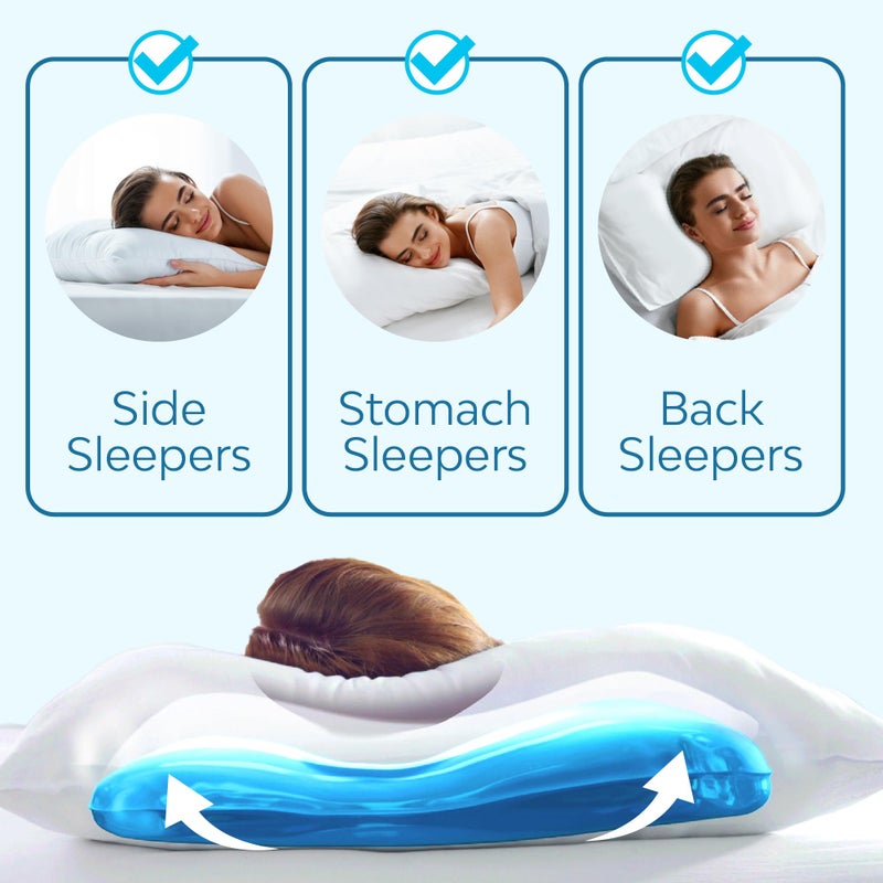 Mediflow Down Alternative Water Pillow - Adjustable Neck Pain Relief Pillow for Side, Back, and Stomach Sleepers - Image 3