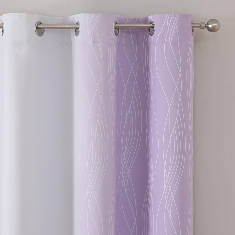 Estelar Textiler Lilac and Greyish White Blackout Curtains & Drapes for Bedroom  Thermal Insulated Ombre Blackout Drapes  Room Darkening Energy Saving Curtains for Living Room  42Wx63L  2 Panels - Image 4