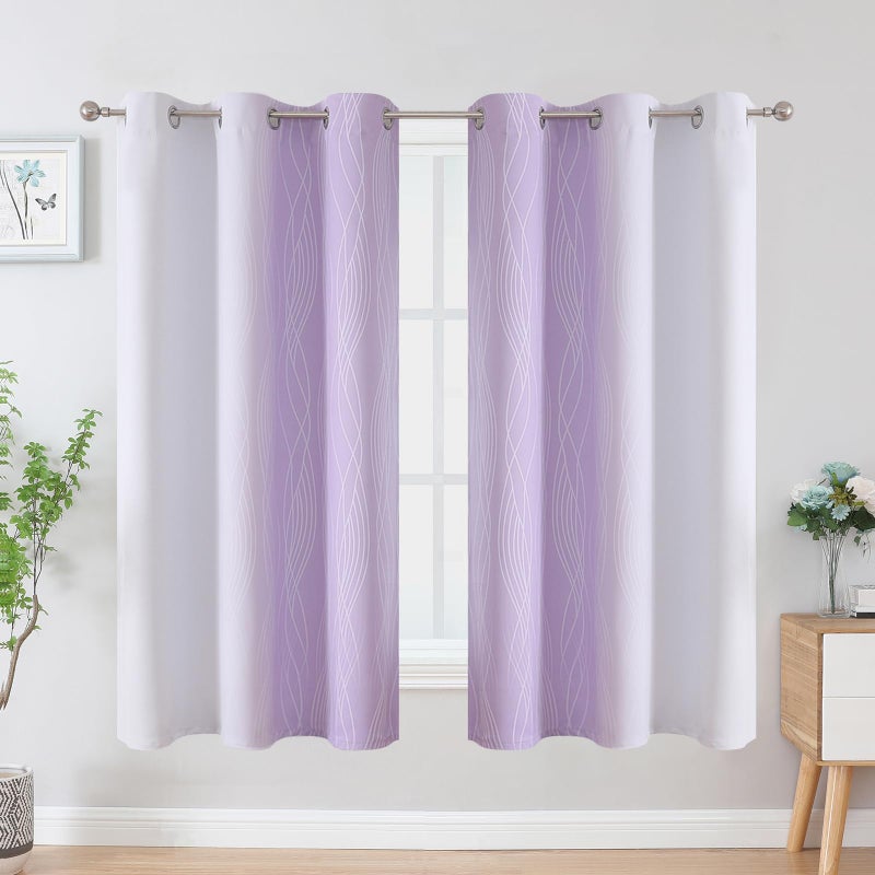 Estelar Textiler Lilac and Greyish White Blackout Curtains & Drapes for Bedroom  Thermal Insulated Ombre Blackout Drapes  Room Darkening Energy Saving Curtains for Living Room  42Wx63L  2 Panels - Image 2