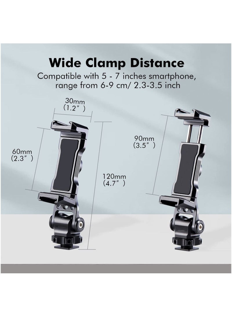 Metal Phone Tripod Mount with Rotating Cold Shoe 360 Rotate and Tilt Angles,Compatible with iPhone Samsung Smartphone Holder Adapter, Desktop Tripod for Cell Phone,Video Live Streaming Vlogging Rig  - Image 3