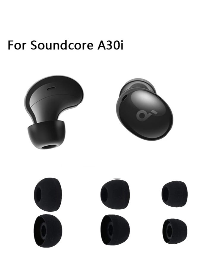 Generic 3pairs Ear Tips for Soundcore A30i Silicone Earbuds Replacement for Earbuds S/M/L-Black  - Image 1