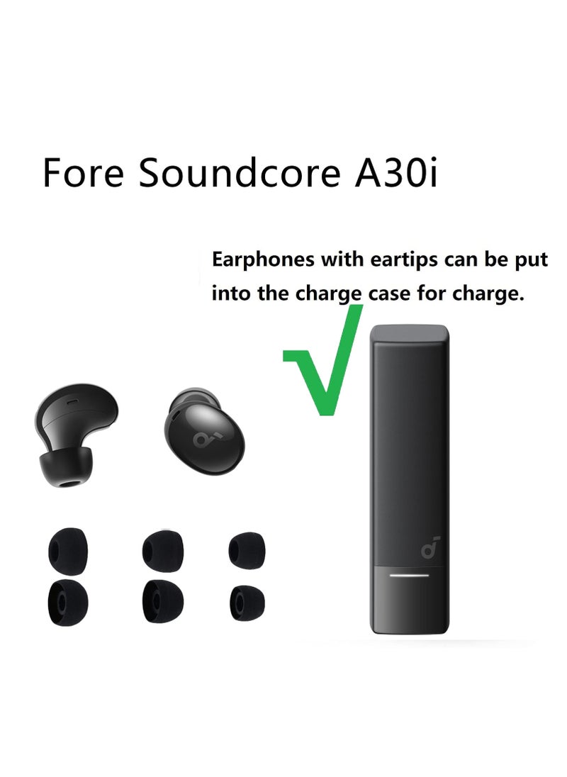 Generic 3pairs Ear Tips for Soundcore A30i Silicone Earbuds Replacement for Earbuds S/M/L-Black  - Image 2
