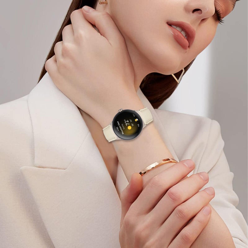 erorex For Google Pixel Watch / Watch 2 / 3 41Mm Lychee Texture Starlight Turtle Back Buckle Leather Watch Band(Black) - Image 5