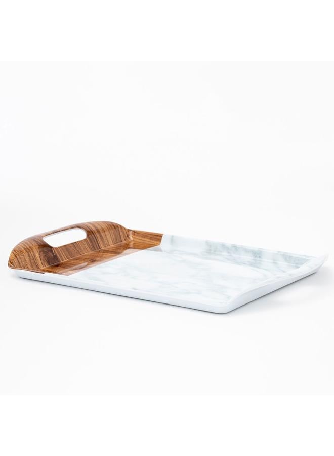 Alsaif Melamine Serving Tray 18 Cm Marble Wooden Pattern White - Image 3