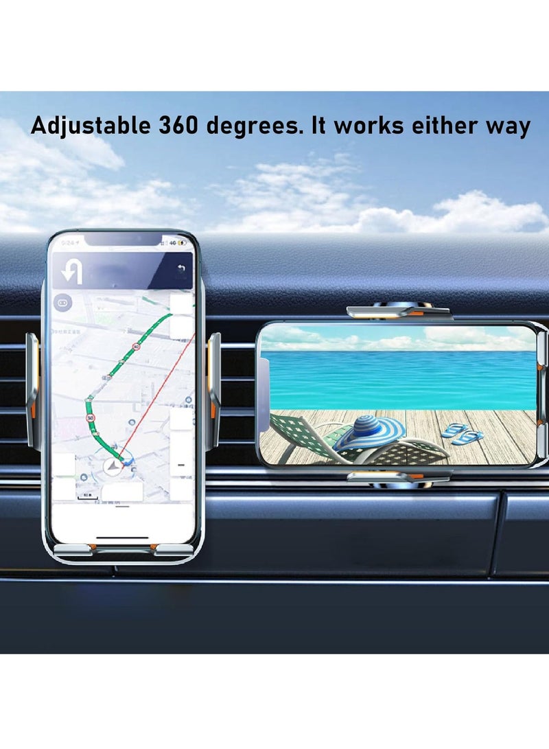 ELTRAZONE Wireless Car Charger Auto Clamping Car Phone Holder Transparent Shell Tempered Glass 360 Degree Rotatable Ball Joint Car Air Vent and Stick On Dashboard Phone Holder (C11) - Image 4