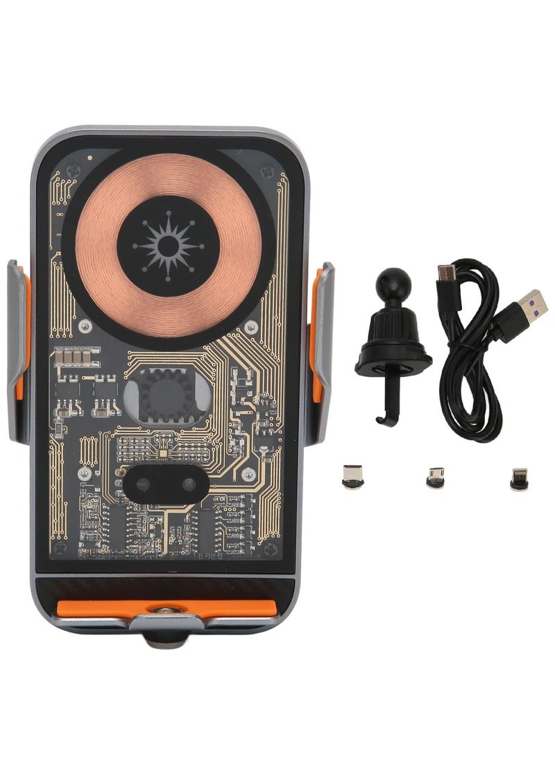 ELTRAZONE Wireless Car Charger Auto Clamping Car Phone Holder Transparent Shell Tempered Glass 360 Degree Rotatable Ball Joint Car Air Vent and Stick On Dashboard Phone Holder (C11) - Image 5