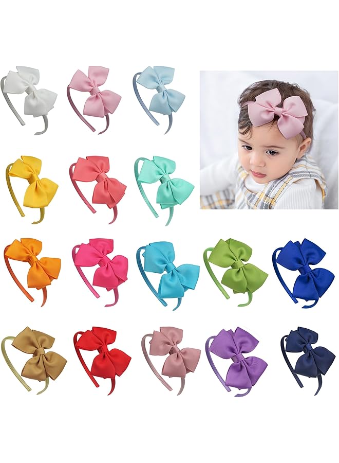 erorex 16 Pack Hair Bows Headband For Girls With 16 Colors Grosgrain Ribbon Headbands Hair Hoops Hair - Image 5