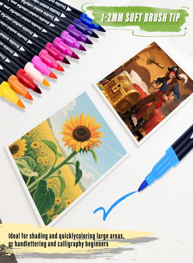 PTAZSCTC 36 Colors Brush & Fine Dual Tip Art Markers Set for Adult Kids Coloring, Dual Tip Colored Pens Markers Quick Drying Without Fading ,Water Based Marker for Painting,Calligraphy, Doodling Journal - Image 5