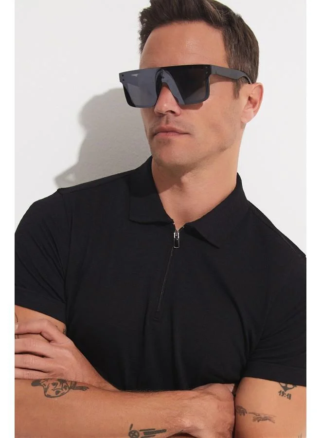 JUNE June Men's Textured Zipper Collar Tshirt