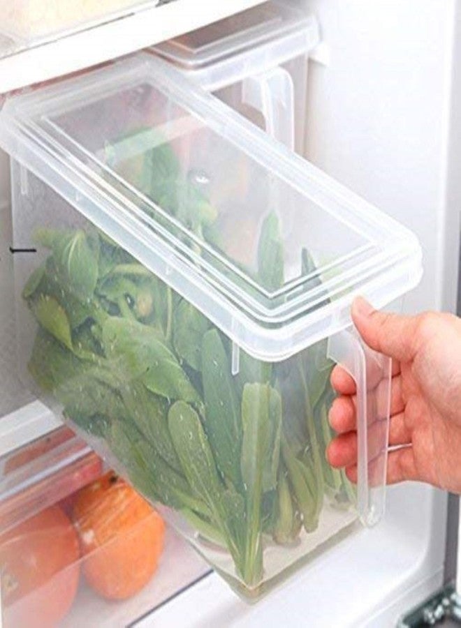 NILHARI Fridge Storage Boxes/Food Grade Kitchen Containers/Square Handle Food Storage Organizer Boxes With Lid And Handle For Refrigerator Vegetables -5L Air Tight (Pack Of 1), Transparent - Image 1