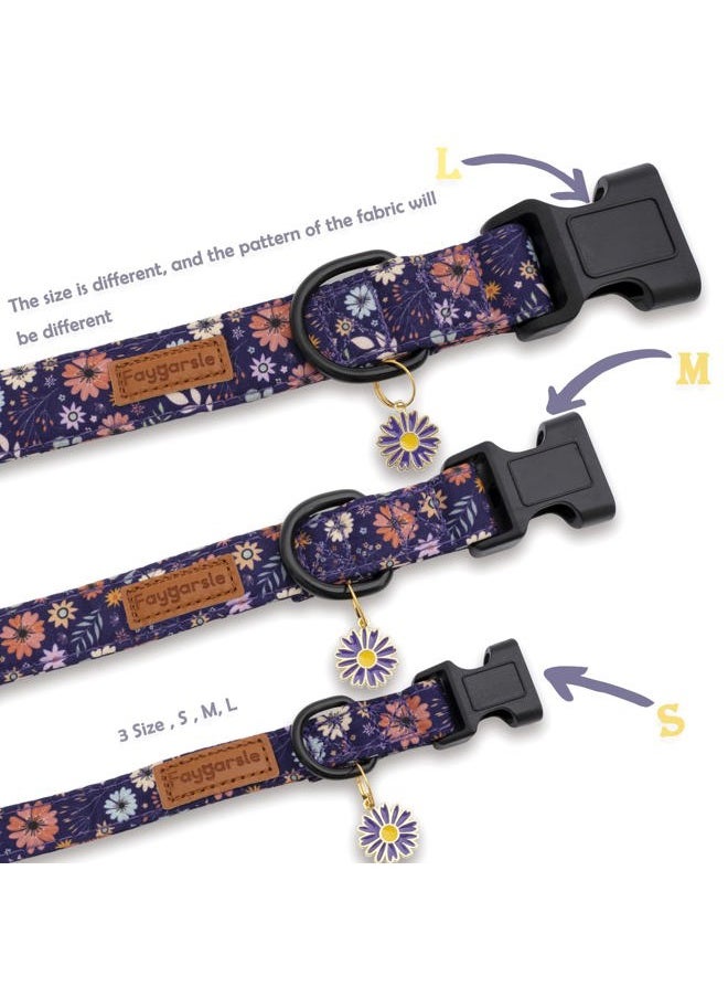 BERON - Floral Dog Collar for Girls and Female Dogs Soft and Fancy Pet Collar with Flower Design Ideal Purple Dog Collar for Small Medium Large Dogs M - Image 1