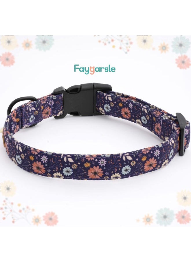 BERON - Floral Dog Collar for Girls and Female Dogs Soft and Fancy Pet Collar with Flower Design Ideal Purple Dog Collar for Small Medium Large Dogs M - Image 1