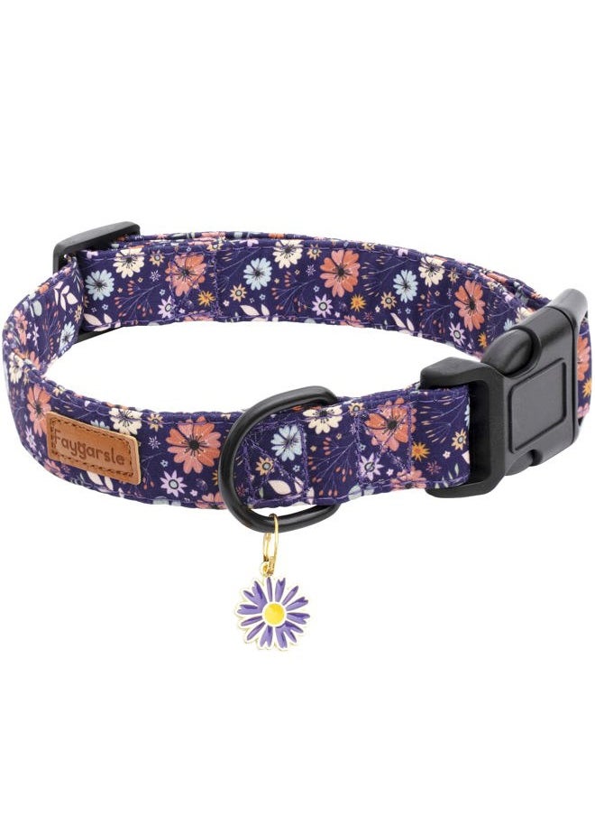 BERON - Floral Dog Collar for Girls and Female Dogs Soft and Fancy Pet Collar with Flower Design Ideal Purple Dog Collar for Small Medium Large Dogs M - Image 1