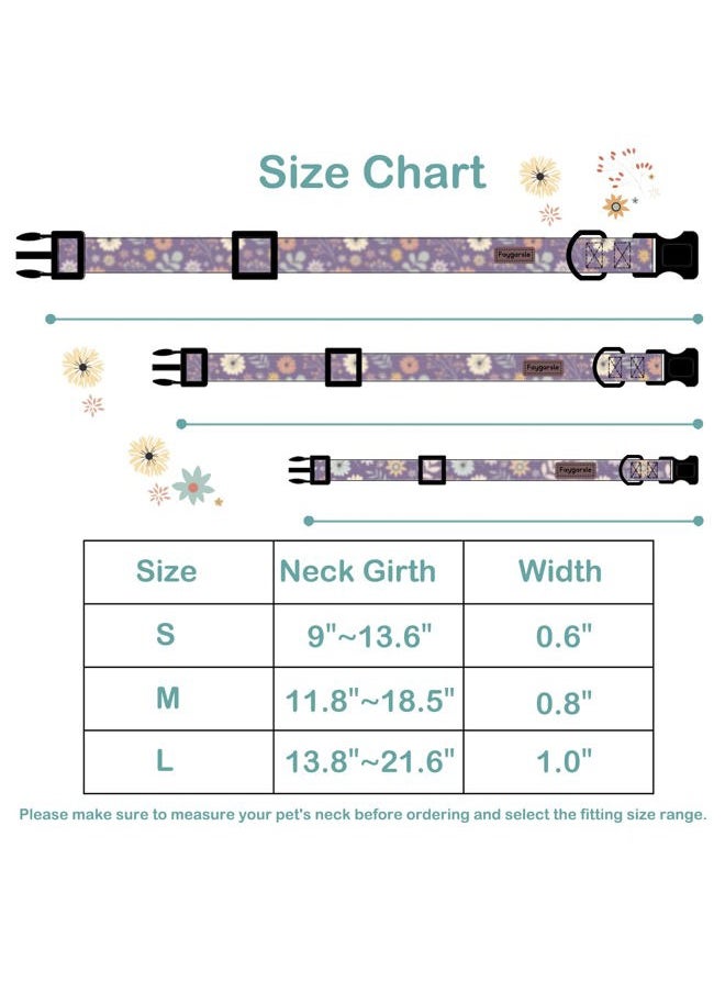 BERON - Floral Dog Collar for Girls and Female Dogs Soft and Fancy Pet Collar with Flower Design Ideal Purple Dog Collar for Small Medium Large Dogs M - Image 1