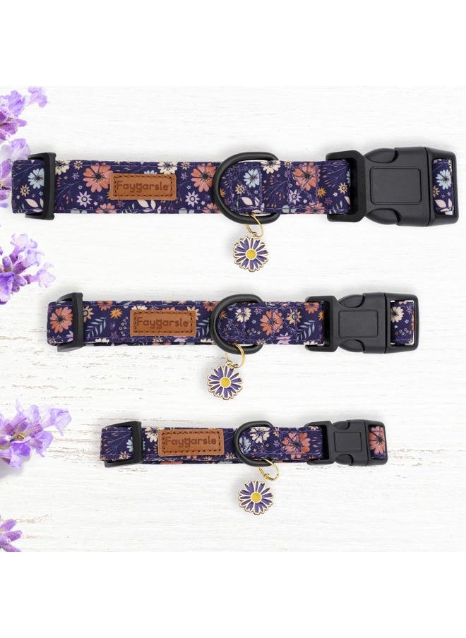 BERON - Floral Dog Collar for Girls and Female Dogs Soft and Fancy Pet Collar with Flower Design Ideal Purple Dog Collar for Small Medium Large Dogs M - Image 1