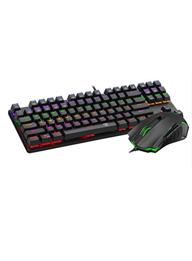 87 Keys Mechanical Gaming Keyboard Colorful Led Backlit with 2400 DPI Mouse Professional for gaming, Black - Image 2