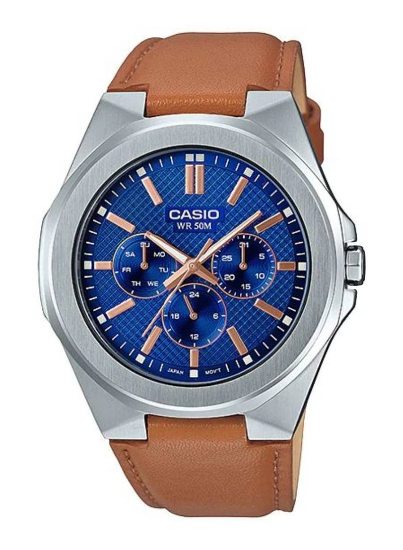 CASIO Quartz Blue Dial Leather Strap Men's Watch MTP-SW330L-2AV